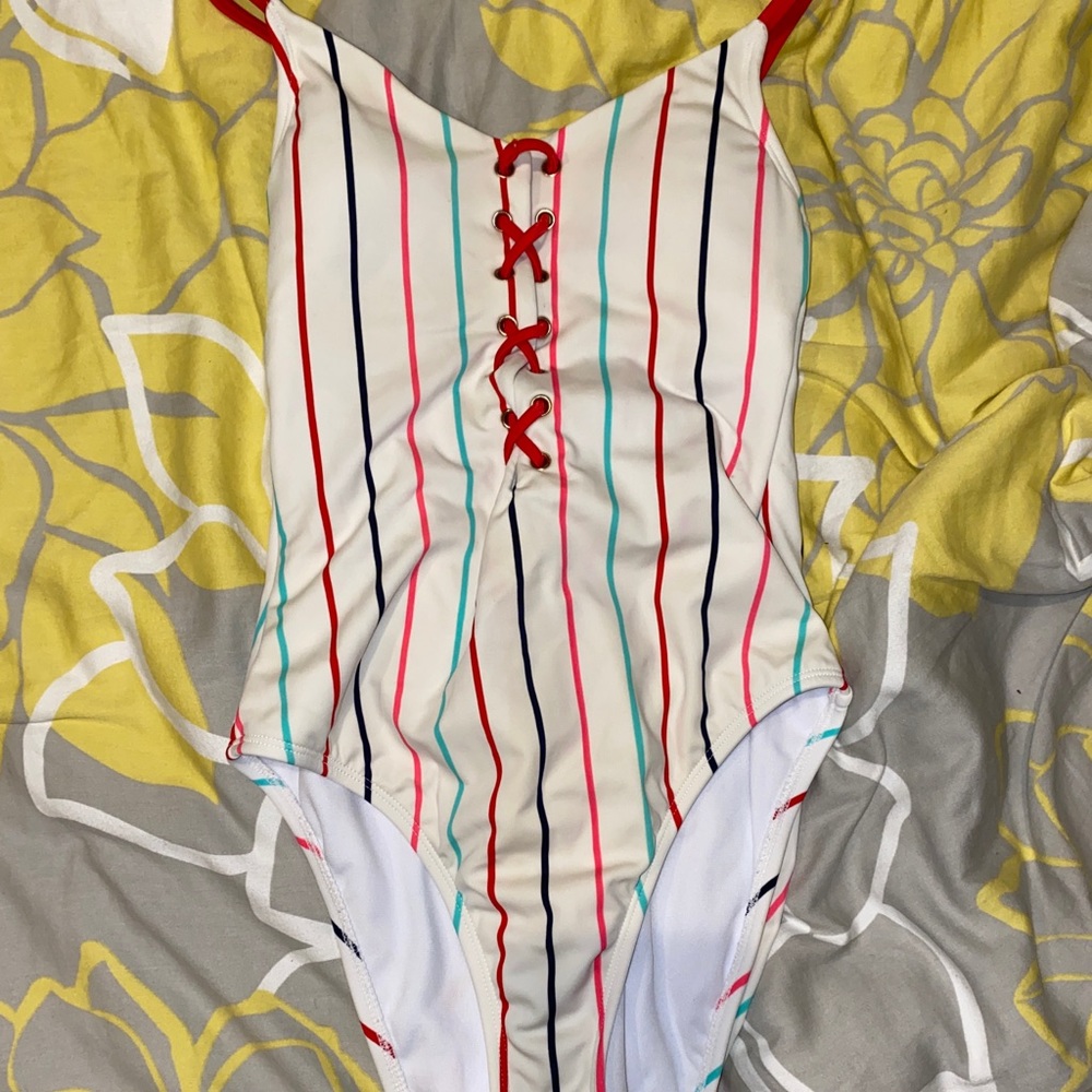 stripped one piece suit size small